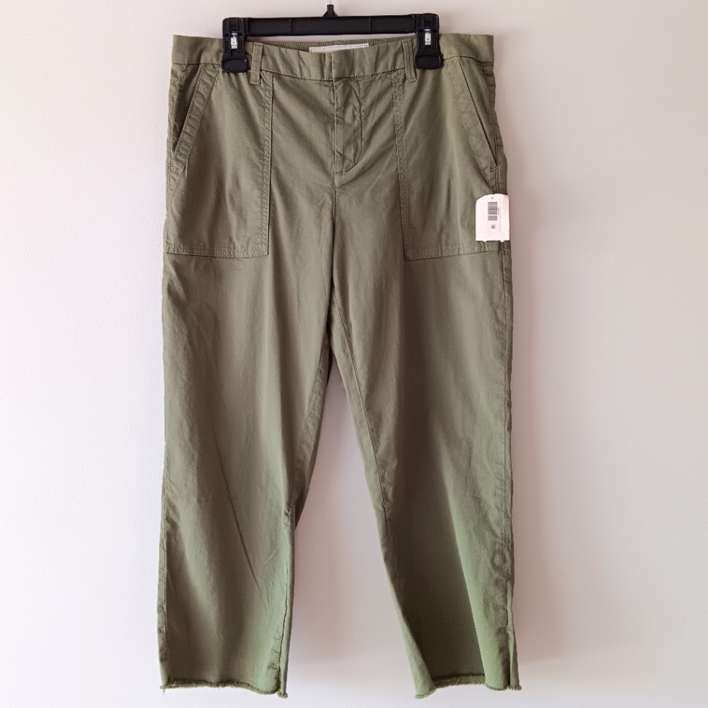 NEW Frank & Eileen Blackrock Utility Pant Cotton Straight Leg Army Green Size 12